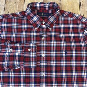 Polo Ralph Lauren Tartan Plaid Shirt Large Red Button Down Long Sleeve